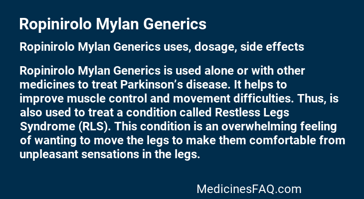 Ropinirolo Mylan Generics