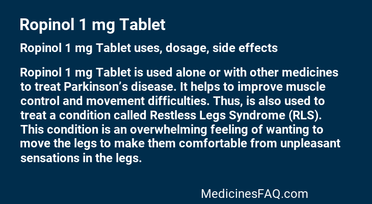 Ropinol 1 mg Tablet