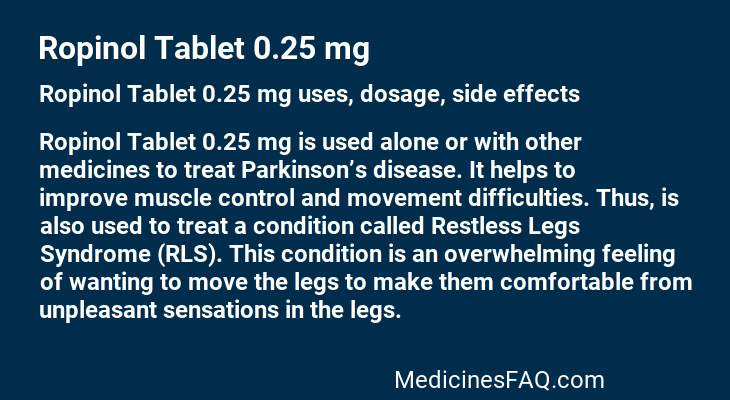 Ropinol Tablet 0.25 mg
