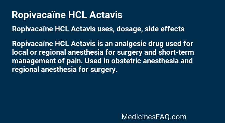Ropivacaïne HCL Actavis