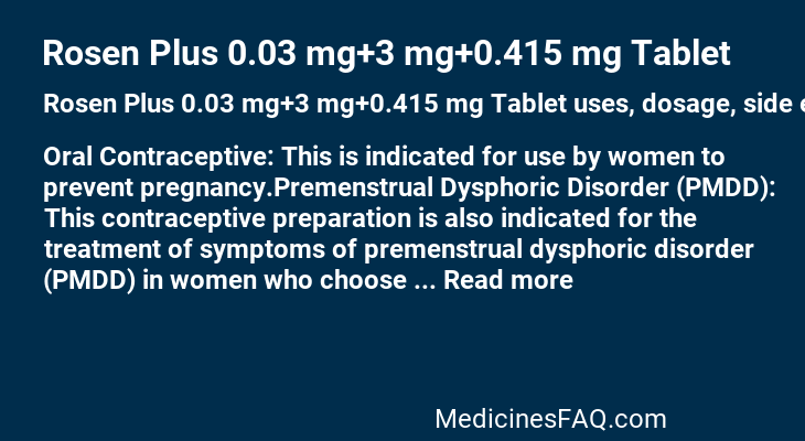 Rosen Plus 0.03 mg+3 mg+0.415 mg Tablet