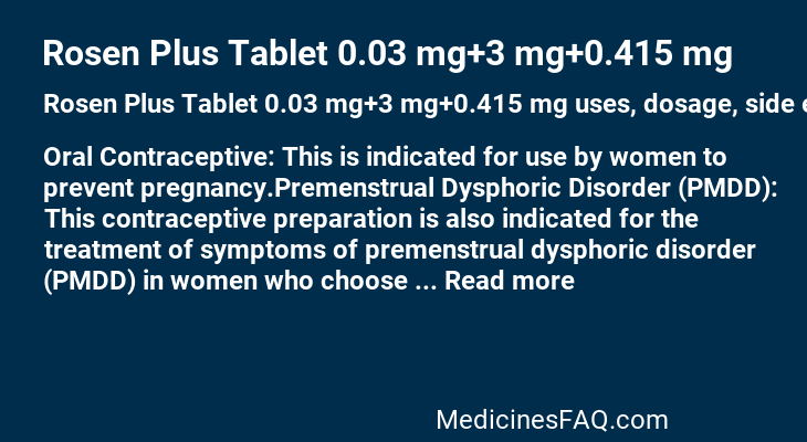 Rosen Plus Tablet 0.03 mg+3 mg+0.415 mg