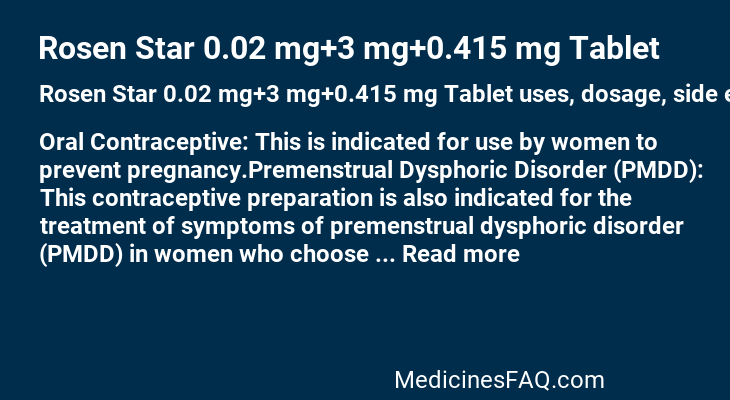 Rosen Star 0.02 mg+3 mg+0.415 mg Tablet