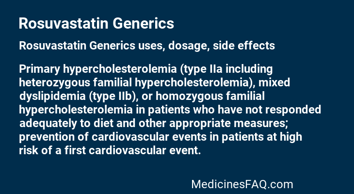 Rosuvastatin Generics