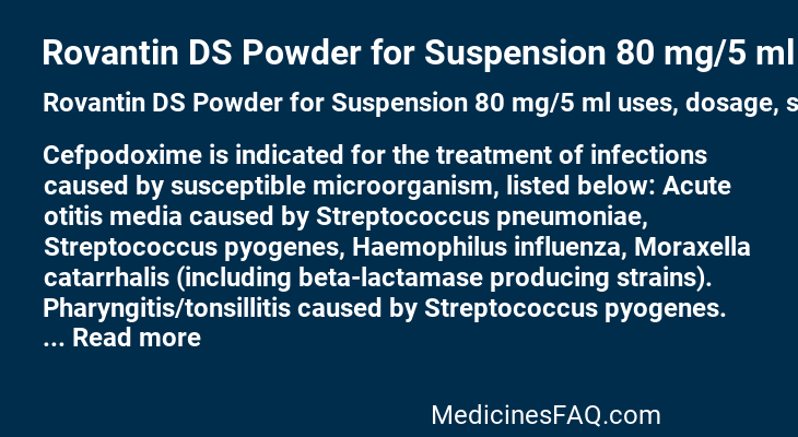 Rovantin DS Powder for Suspension 80 mg/5 ml