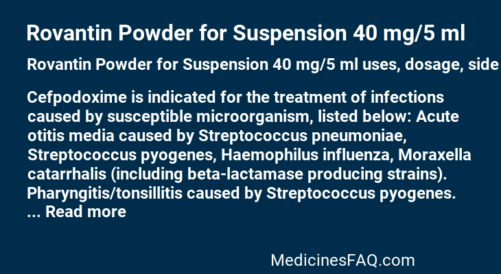 Rovantin Powder for Suspension 40 mg/5 ml