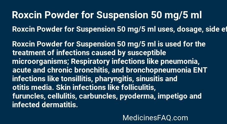 Roxcin Powder for Suspension 50 mg/5 ml
