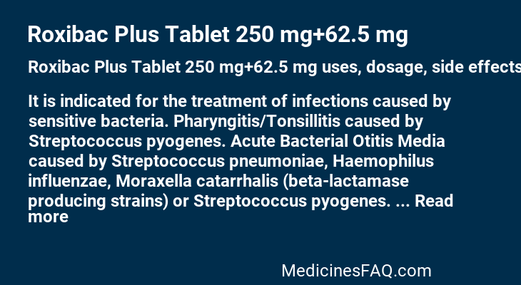 Roxibac Plus Tablet 250 mg+62.5 mg