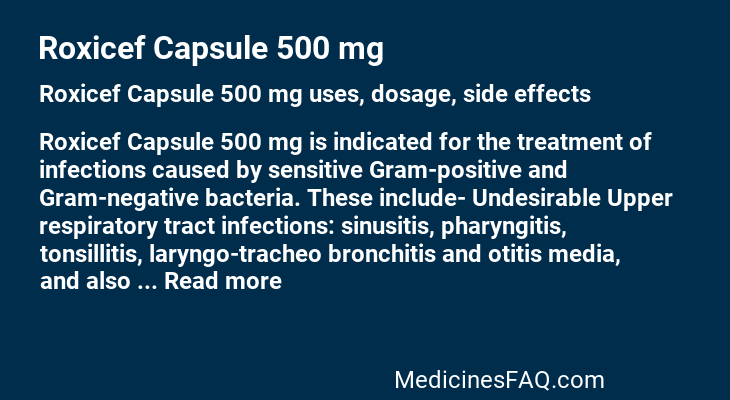 Roxicef Capsule 500 mg