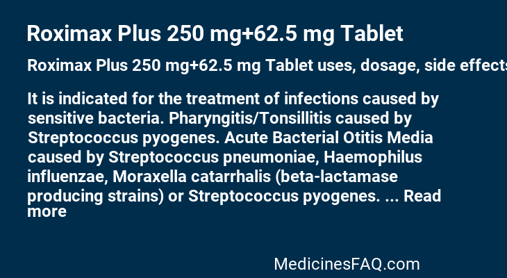 Roximax Plus 250 mg+62.5 mg Tablet