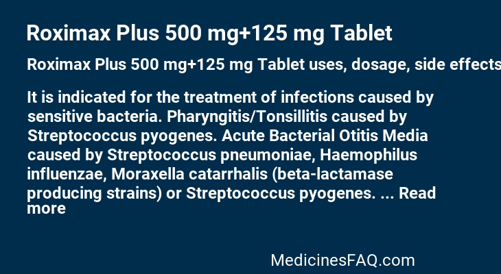 Roximax Plus 500 mg+125 mg Tablet