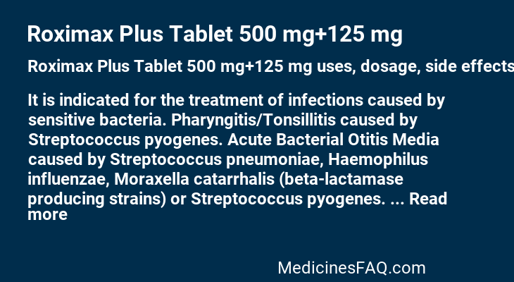 Roximax Plus Tablet 500 mg+125 mg