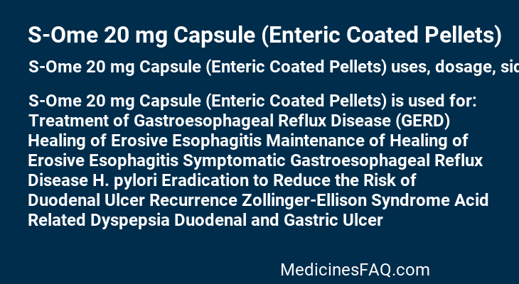 S-Ome 20 mg Capsule (Enteric Coated Pellets)