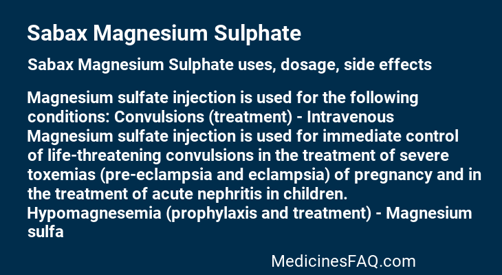 Sabax Magnesium Sulphate