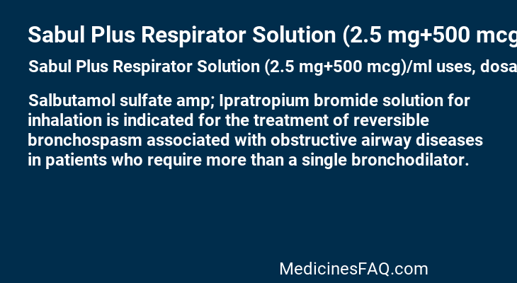 Sabul Plus Respirator Solution (2.5 mg+500 mcg)/ml