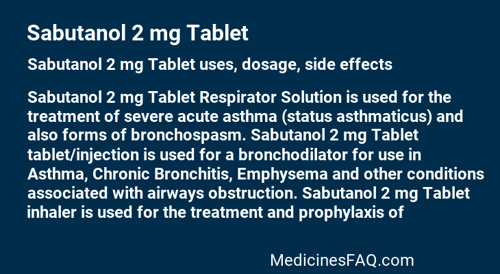 Sabutanol 2 mg Tablet