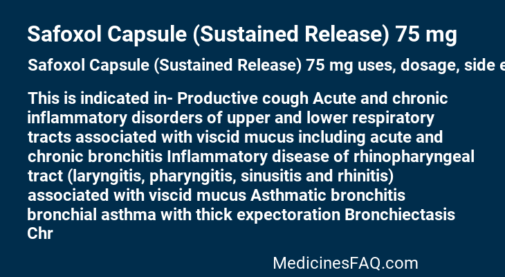 Safoxol Capsule (Sustained Release) 75 mg