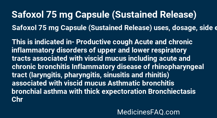 Safoxol 75 mg Capsule (Sustained Release)