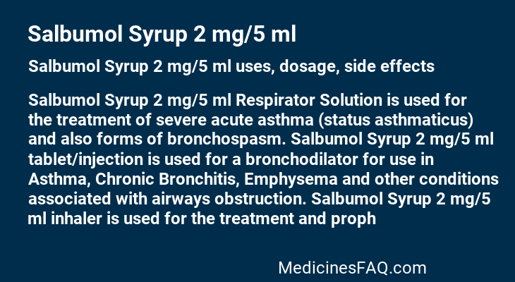 Salbumol Syrup 2 mg/5 ml