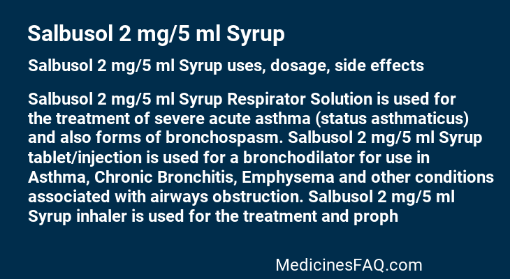 Salbusol 2 mg/5 ml Syrup