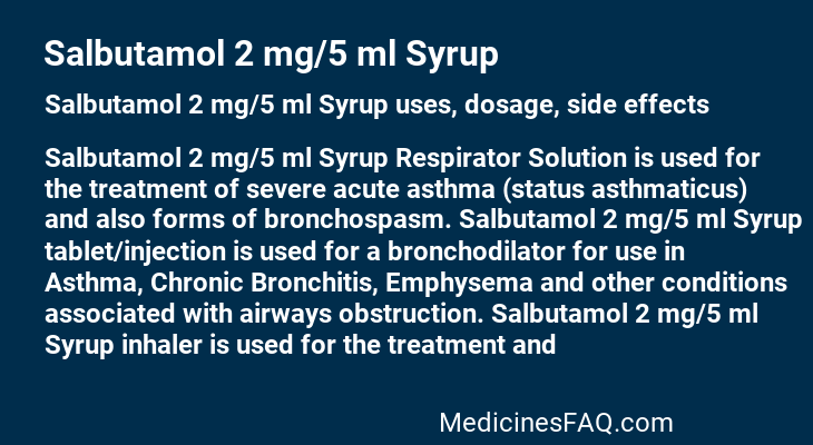 Salbutamol 2 mg/5 ml Syrup