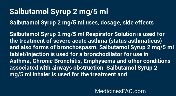 Salbutamol Syrup 2 mg/5 ml