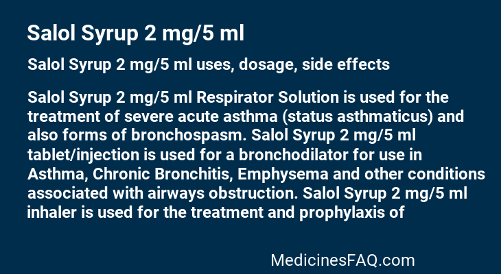 Salol Syrup 2 mg/5 ml