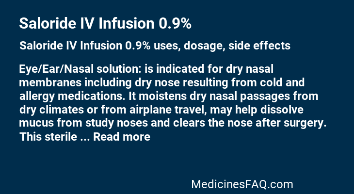 Saloride IV Infusion 0.9%