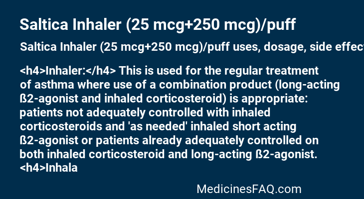 Saltica Inhaler (25 mcg+250 mcg)/puff