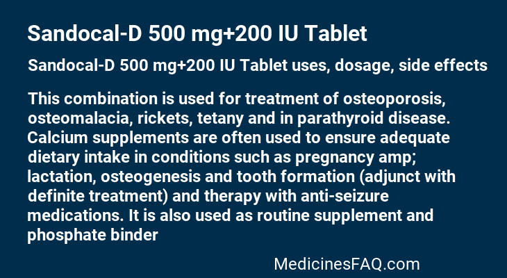 Sandocal-D 500 mg+200 IU Tablet