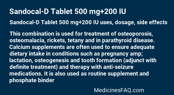 Sandocal-D Tablet 500 mg+200 IU