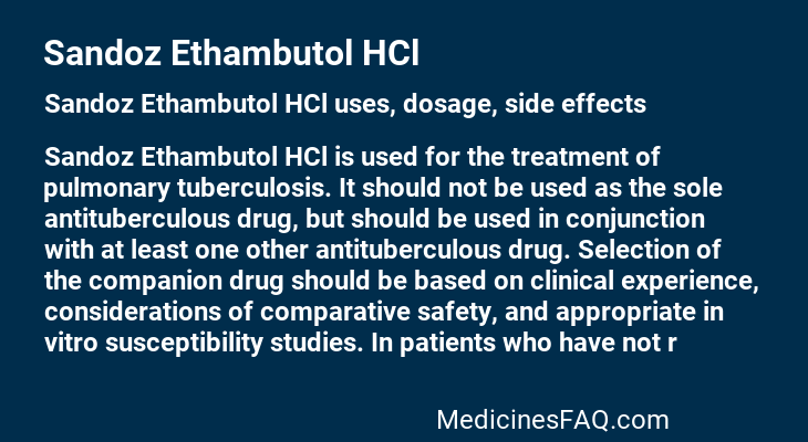 Sandoz Ethambutol HCl