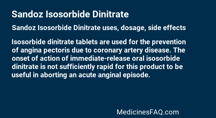 Sandoz Isosorbide Dinitrate