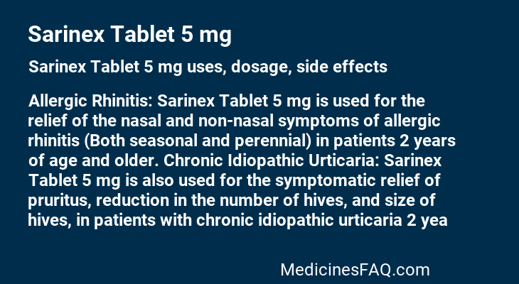 Sarinex Tablet 5 mg
