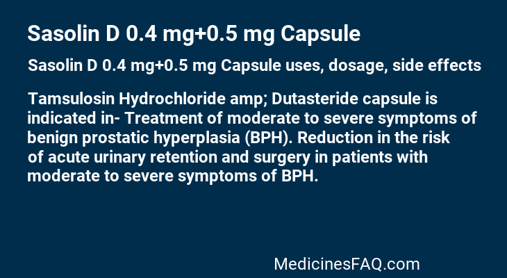 Sasolin D 0.4 mg+0.5 mg Capsule