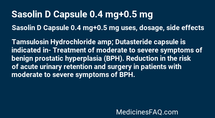 Sasolin D Capsule 0.4 mg+0.5 mg