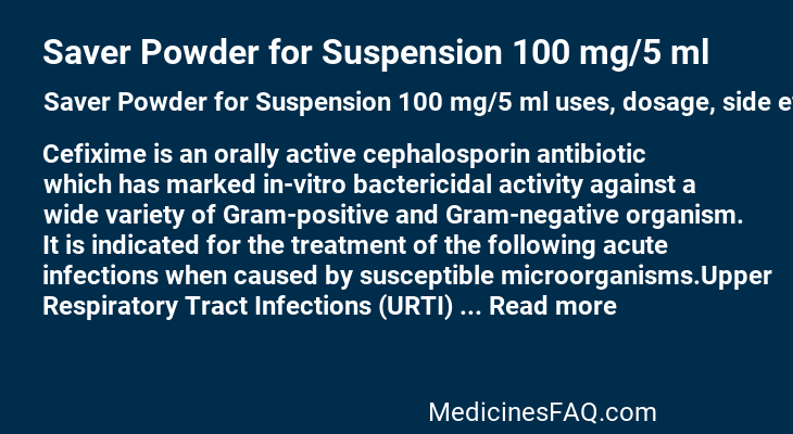 Saver Powder for Suspension 100 mg/5 ml