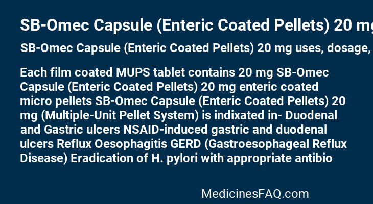 SB-Omec Capsule (Enteric Coated Pellets) 20 mg