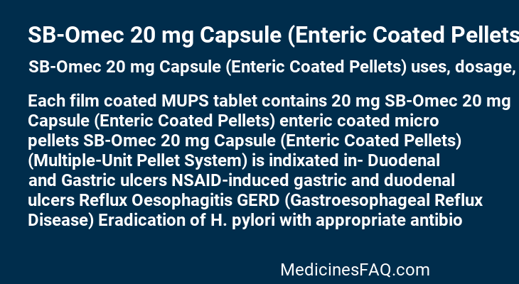 SB-Omec 20 mg Capsule (Enteric Coated Pellets)