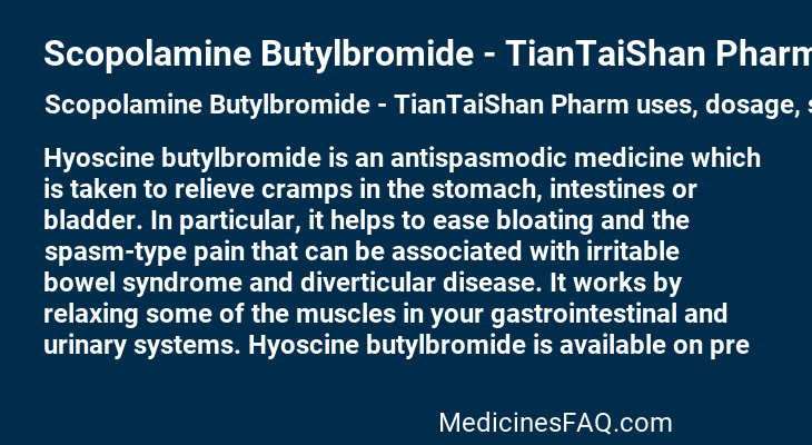 Scopolamine Butylbromide - TianTaiShan Pharm