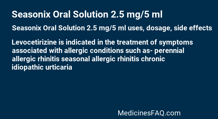 Seasonix Oral Solution 2.5 mg/5 ml