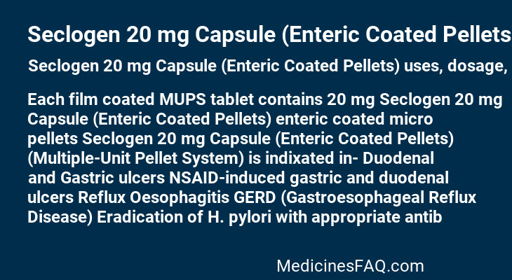 Seclogen 20 mg Capsule (Enteric Coated Pellets)