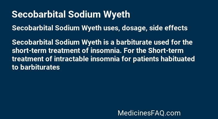 Secobarbital Sodium Wyeth