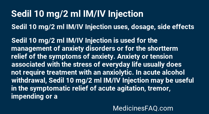 Sedil 10 mg/2 ml IM/IV Injection