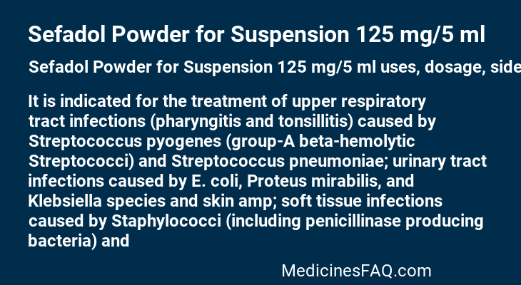 Sefadol Powder for Suspension 125 mg/5 ml