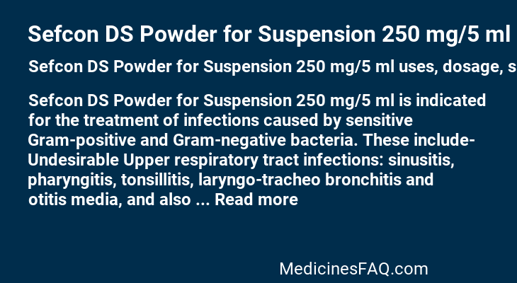 Sefcon DS Powder for Suspension 250 mg/5 ml