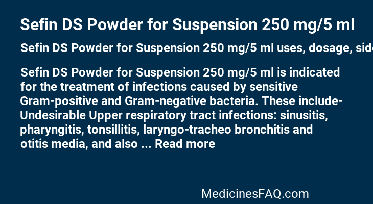 Sefin DS Powder for Suspension 250 mg/5 ml