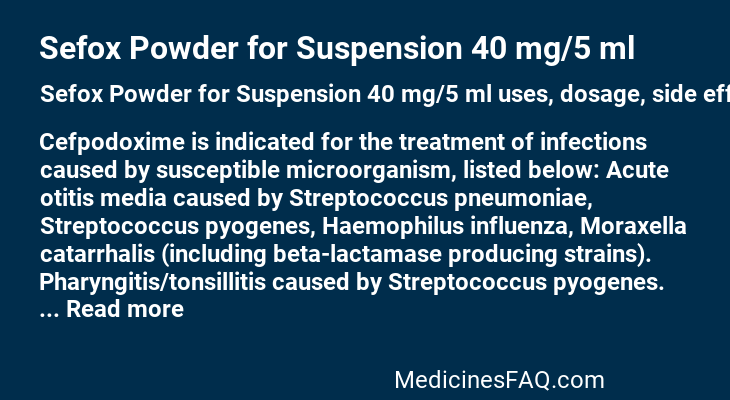 Sefox Powder for Suspension 40 mg/5 ml
