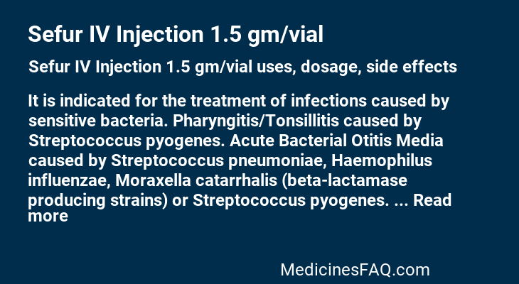 Sefur IV Injection 1.5 gm/vial