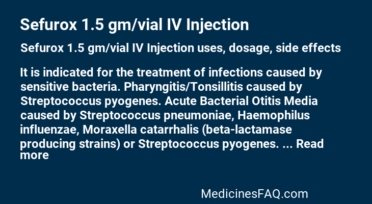 Sefurox 1.5 gm/vial IV Injection